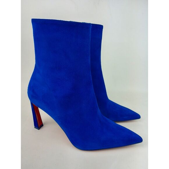 Christian Louboutin Women's Condora Blue Suede Ankle Booties Stiletto Size 35.5